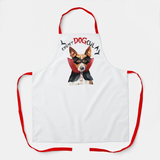 Count DOGcula Basenji Hond Grappig Halloween Schort (Voorkant)
