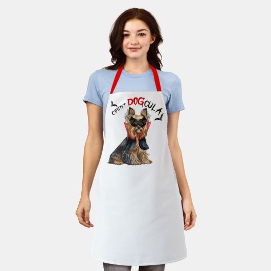 Count DOGcula Biewer Terrier Hond Grappig Hallowee Schort (Gedragen)