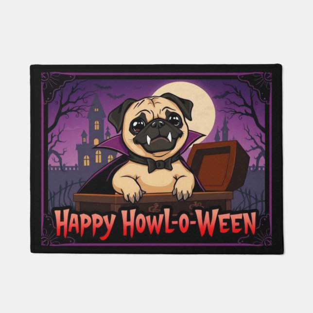 Count Pug Happy Howl-o-Ween Deurmat (Voorkant)