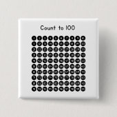 Count to 100 vierkante button 5,1 cm (Voorkant)