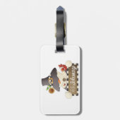 Count Your Blessings Snowman Pilgrim Bagagelabel (Achterkant verticaal)