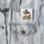 Count Your Blessings Snowman Pilgrim Vierkante Button 5,1 Cm (In situ)