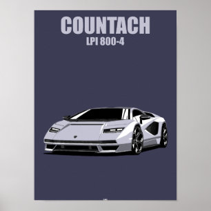 Countach Hybride Supercar Minimalistische Illustra Poster