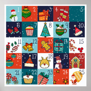 Countdown naar Kerstmis Adventkalender Poster