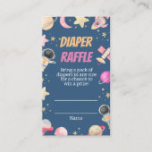 Countdown Space Girl Luier Raffle Ticket Informatiekaartje (Voorkant)