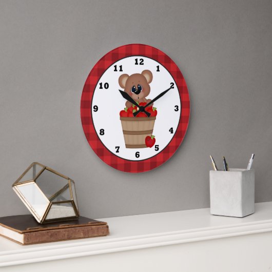 Country Apple Bear Horloge murale de la cuisine (Bureau)