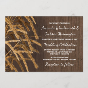Country Barn Rustic Hay Tarwe Huwelijksuitnodiging Kaart