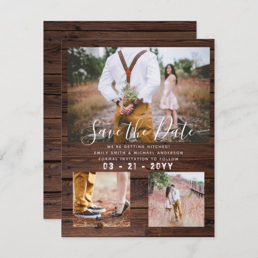 Country Barn Rustic PHOTO Collage Bewaar Datum (Voorkant / Achterkant)