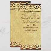 Country Barn Wood Programme de mariage en papier V (Devant / Derrière)