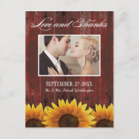 Country Barn Wood Rustic Tournesol Merci Cartes