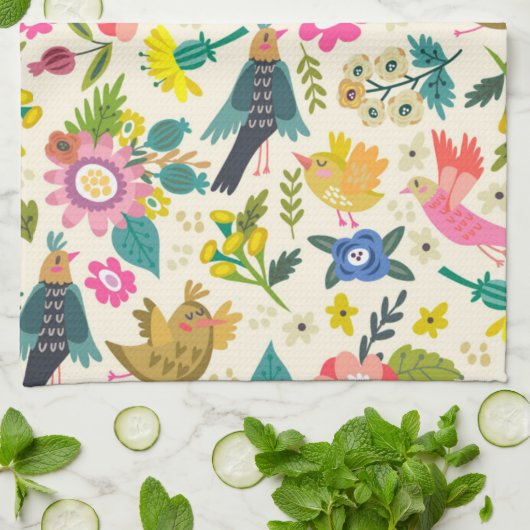 Country Birds & Blossoms Serviette colorée (Plié)