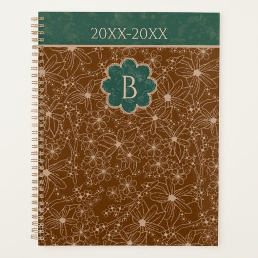 Country Bloemen Rustiek Bruin Groen Gepersonalisee Planner (Voorkant)