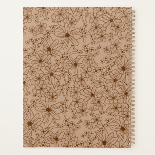 Country Bloemen Rustiek Bruin Groen Gepersonalisee Planner (Achterkant)