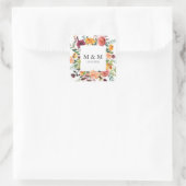 Country Bloom Lijst Bloemen Chic Bruiloft Monogram Vierkante Sticker (Tas)