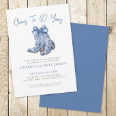 Country Blue Bow Cowboy Verjaardag Kaart