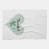 Country Blue Merci Coeur Feuille Serviette de cuis (Horizontal)