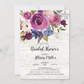Country Blue Plum Floral Bridal Shower Invitation (Devant)