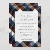 Country Blue Red White Squares Wedding Kaart (Voorkant / Achterkant)