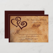 Country Bois Cercles Double Coeurs Mariage RSVP (Devant / Derrière)