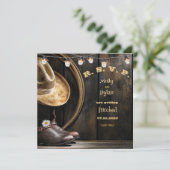 Country Boots Casquette & Barnwood Wedding Carte R (Debout devant)