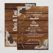 Country Boots & Lace Huwelijksuitnodiging Kaart (Voorkant / Achterkant)