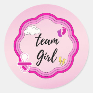 Country Boots of Bows Gender Reveal Team Girl Clas Ronde Sticker