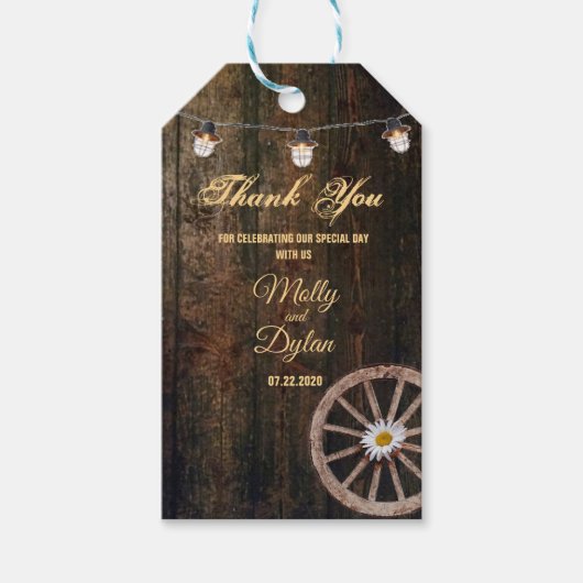 Country Boots Pet & Barnwood bruiloft Cadeaulabel (Voorkant)