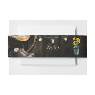 Country Boots Pet, Barnwood bruiloft Uitnodigingen Wikkel