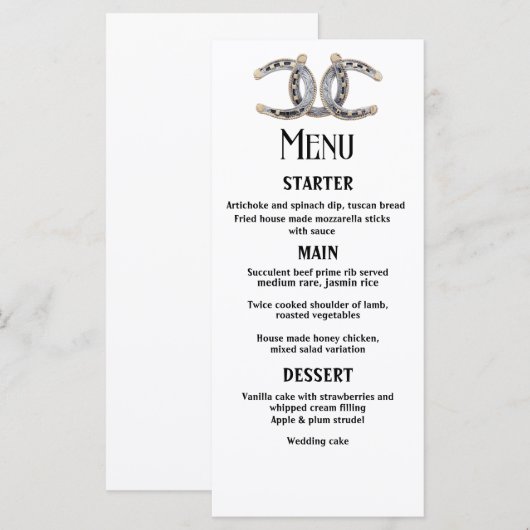 Country Boots Petten Barnwood Hoefijzers Wedding Menu (Voorkant / Achterkant)