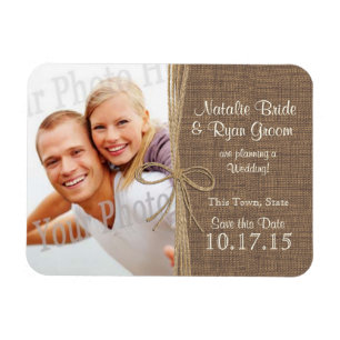 Country Burlap and Twine Save the Date Foto Magneet