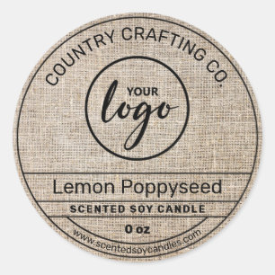 Country Burlap Brown Soy Candle Étiquette