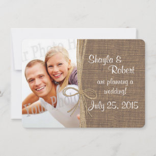 Country Burlap en Twine Photo Save the Date