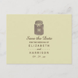 Country Burlap Mason Jar Bruiloft Aankondigingskaart