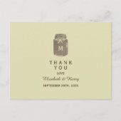 Country Burlap Mason Jar Bruiloft Dank u Briefkaart (Voorkant)