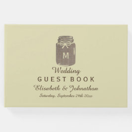Country Burlap Mason Jar Bruiloft Gastenboek