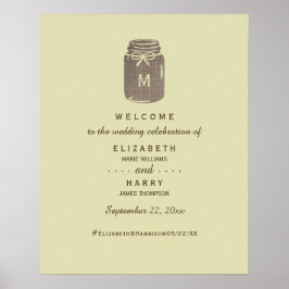 Country Burlap Mason Jar Bruiloft Welkom Poster