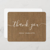 Country Burlap Trouwdouche Verjaardag Rustiek Bedankkaart (Voorkant / Achterkant)