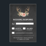 Country Chalkboard Deer Antler Wedding Cartes RSVP<br><div class="desc">Country Chalkboard Deer Antler Wedding RSVP Cartes - présente un arrière - plan imprimé en damier avec un design floral et cerf en bois au sommet.</div>