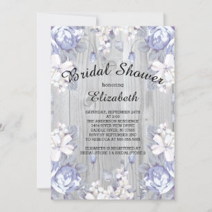 Country Chic Bloemen Hout Bruids Douche Uitnodigin Kaart