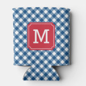 Country Chic Blue Gingham personaliseer Monogram Blikjeskoeler (Achterkant)