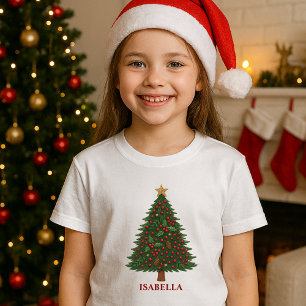 Country chic rustieke kerstboom wit t-shirt