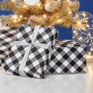 Country Chic Zwart-wit Buffalo Plaid Cadeaupapier