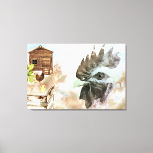 *~ Country Chicken Coop Hen Boerderij House Chic R Canvas Afdruk