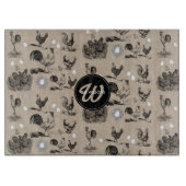 -country Chicken Rooster Egg Monogram Snijplank (Voorkant)