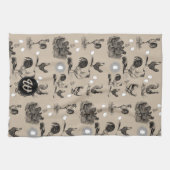 -country Chicken Rooster Egg Monogram Theedoek (Horizontaal)