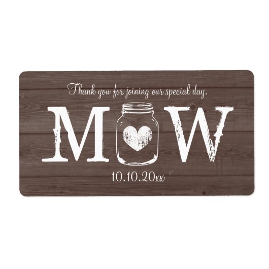 Country chique mason jar bruiloft water fles label (Voorkant)