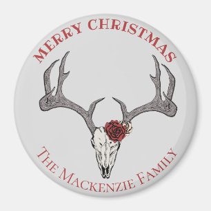 Country Christmas Deer Head Reindeer Skull Antlers Magneet