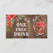 Country Christmas Free Drink Party Card Ticket (Devant)