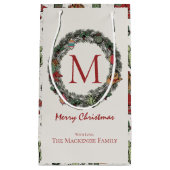 Country Christmas Monogrammed Klein Cadeauzakje (Voorkant)