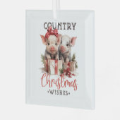 Country Christmas Piggies Glas Ornament (Voorkant links)